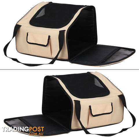 Pet Dog Cat Car Seat Carrier Travel Bag Large Beige