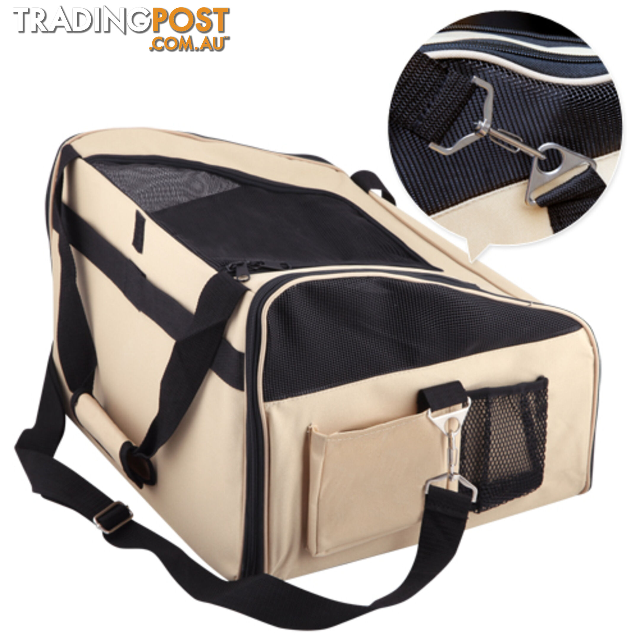 Pet Dog Cat Car Seat Carrier Travel Bag Large Beige