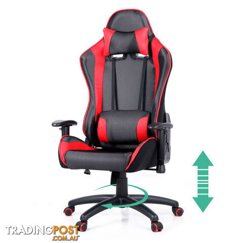 PU Leather & Mesh Reclining Office Desk Gaming Executive Chair - Red