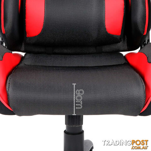 PU Leather & Mesh Reclining Office Desk Gaming Executive Chair - Red