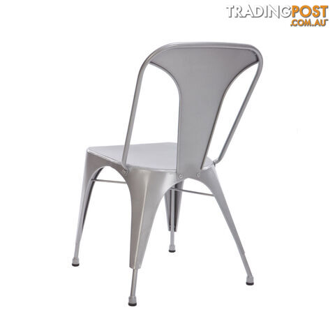 Set of 2 Steel Dining Chair Silver