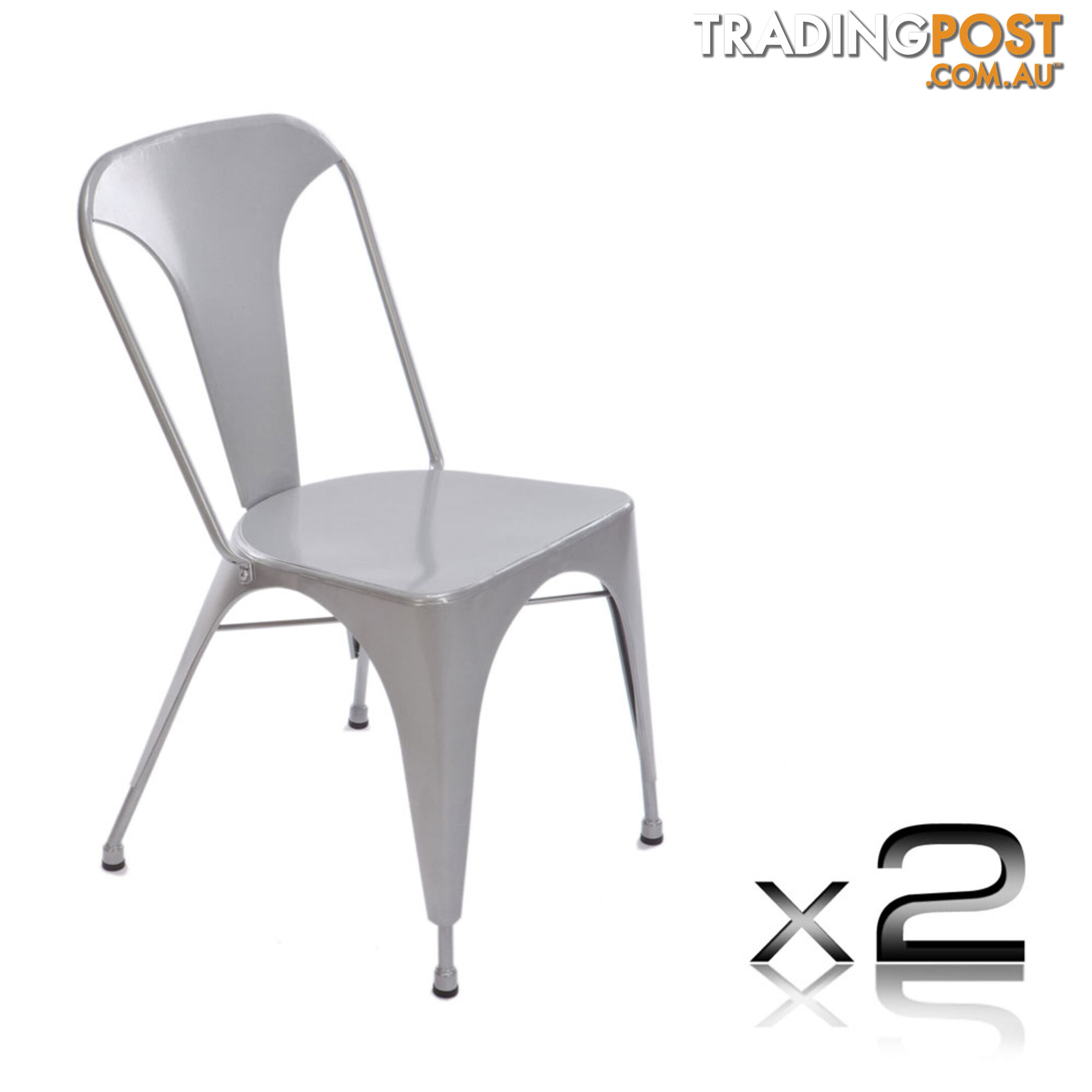 Set of 2 Steel Dining Chair Silver