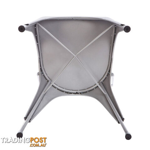 Set of 2 Steel Dining Chair Silver