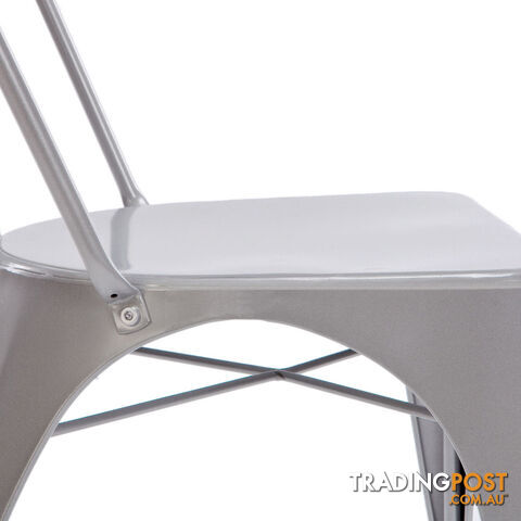 Set of 2 Steel Dining Chair Silver