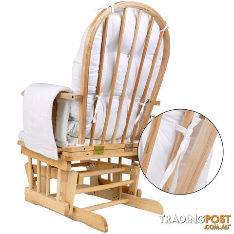 Baby Breast Feeding Sliding Glider Chair w/ Ottoman Natural Wood