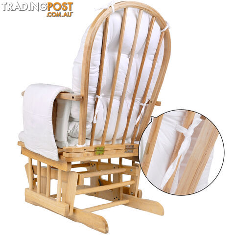 Baby Breast Feeding Sliding Glider Chair w/ Ottoman Natural Wood