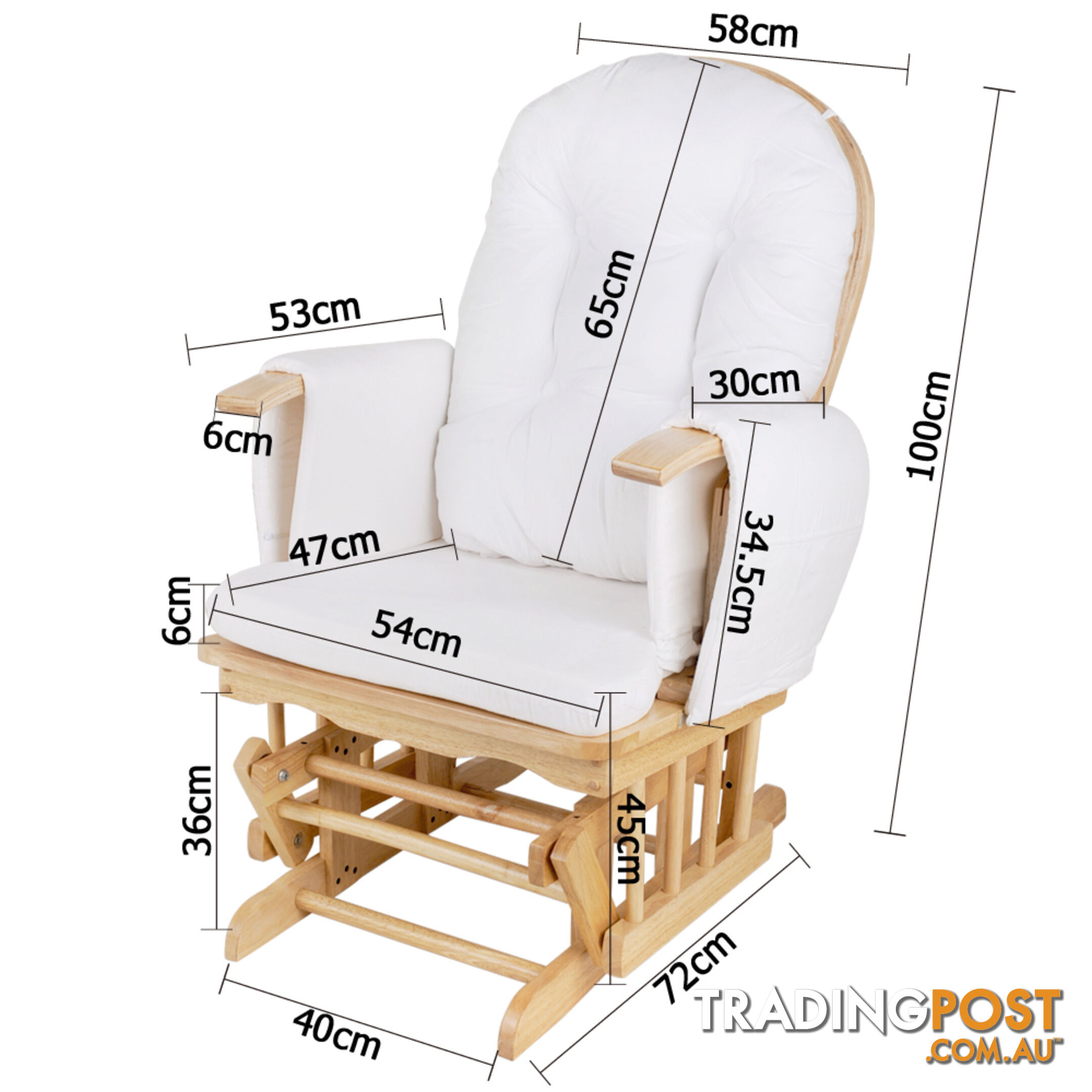 Baby Breast Feeding Sliding Glider Chair w/ Ottoman Natural Wood