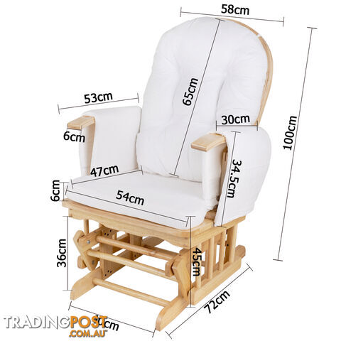 Baby Breast Feeding Sliding Glider Chair w/ Ottoman Natural Wood