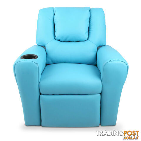 Kids Padded PU Leather Recliner Chair  - Blue