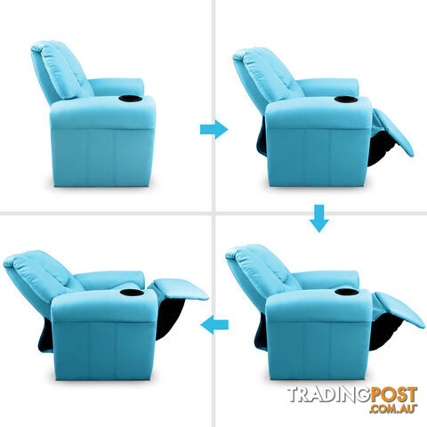 Kids Padded PU Leather Recliner Chair  - Blue