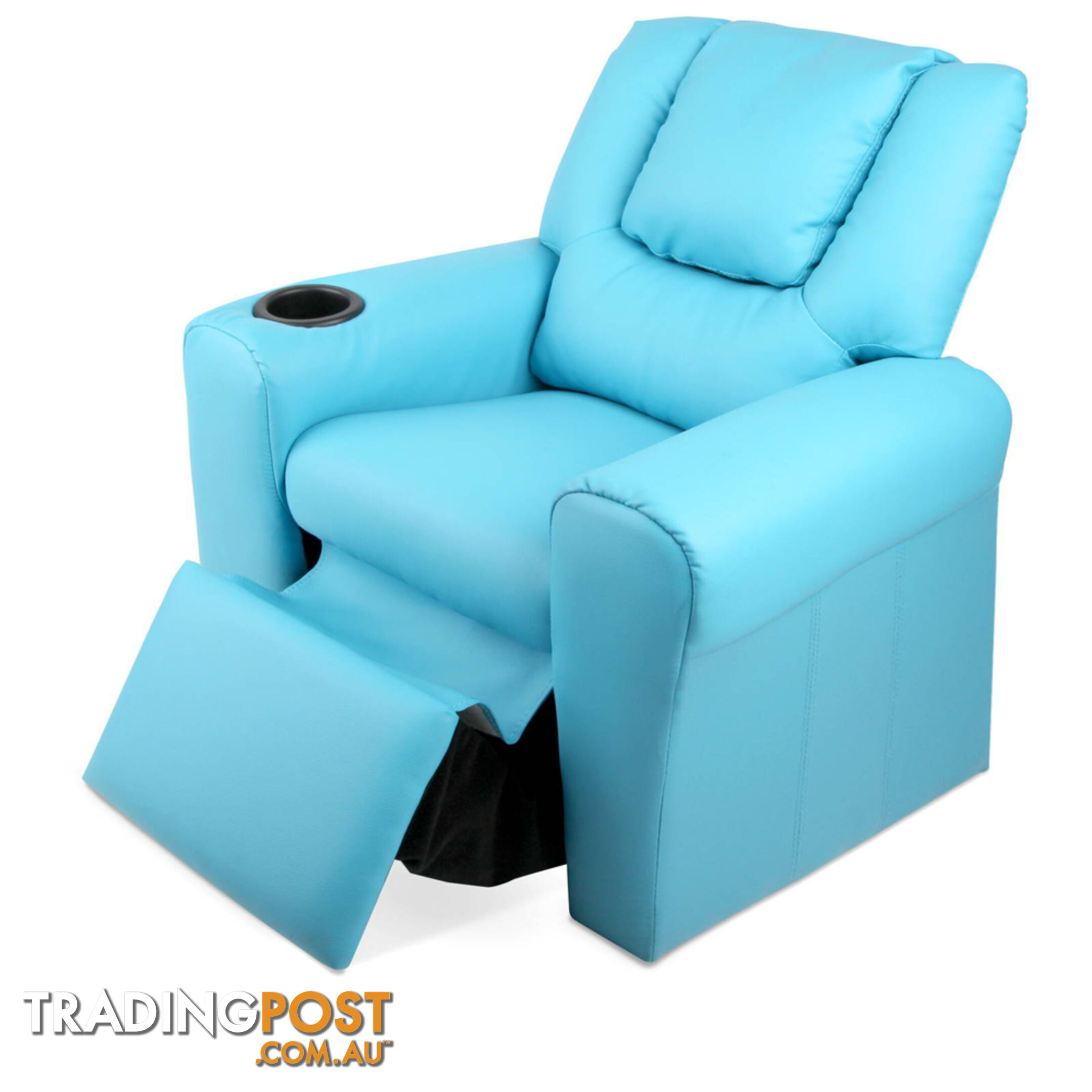 Kids Padded PU Leather Recliner Chair  - Blue