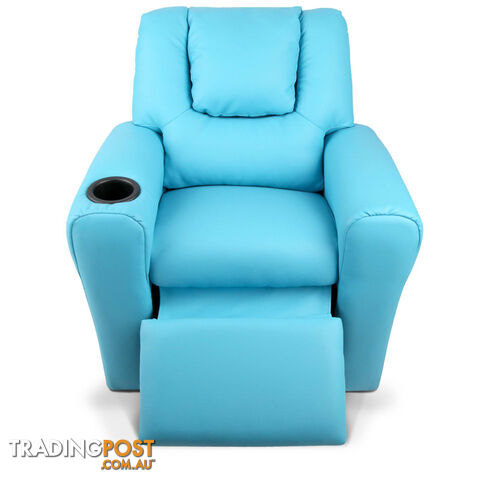 Kids Padded PU Leather Recliner Chair  - Blue