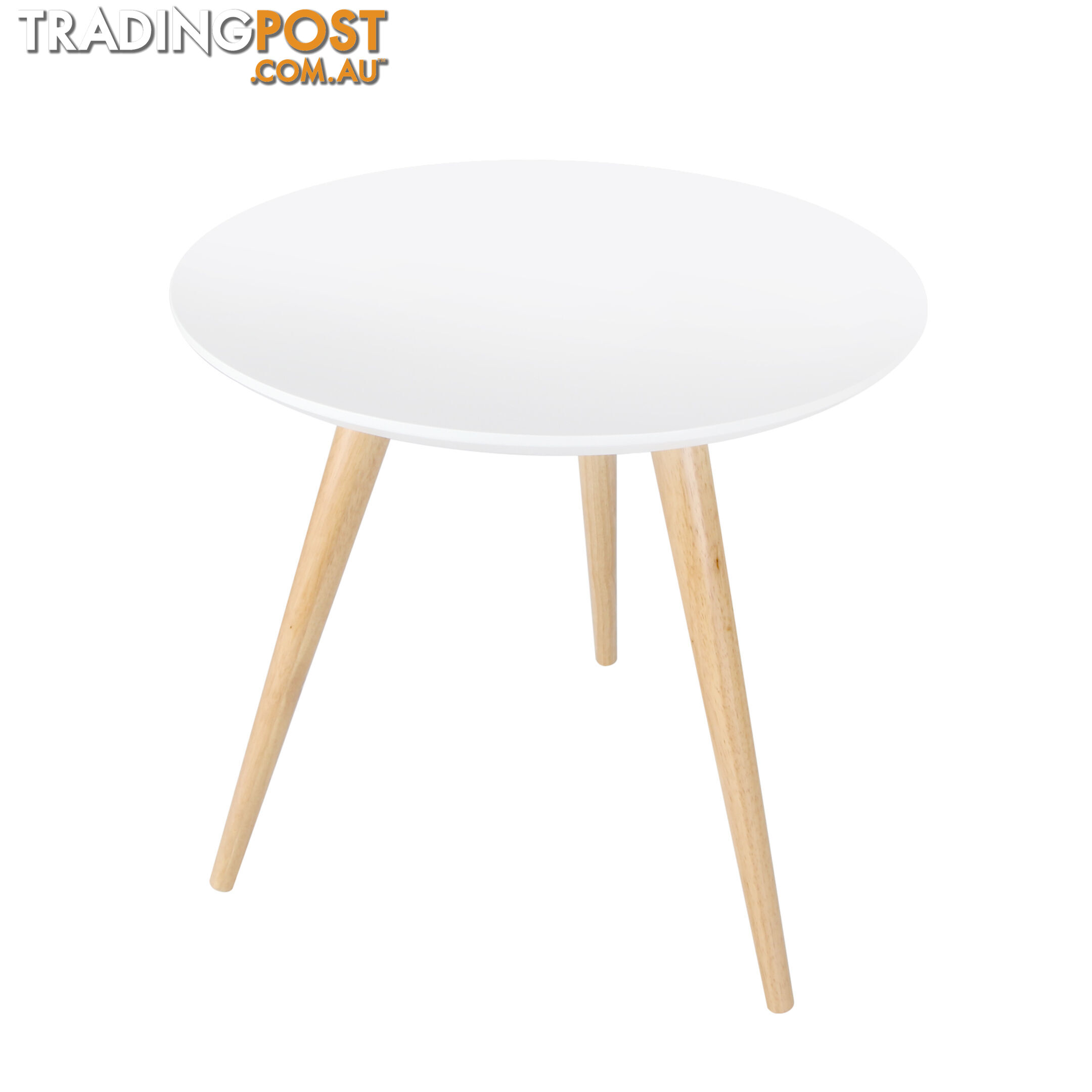 Round Bedside Coffee Table w/ Rubber Wood Legs