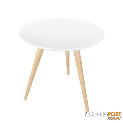 Round Bedside Coffee Table w/ Rubber Wood Legs