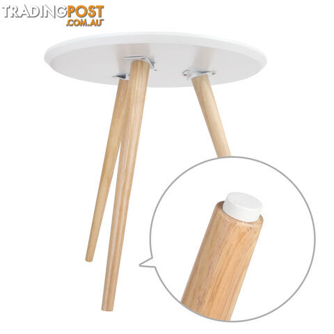 Round Bedside Coffee Table w/ Rubber Wood Legs