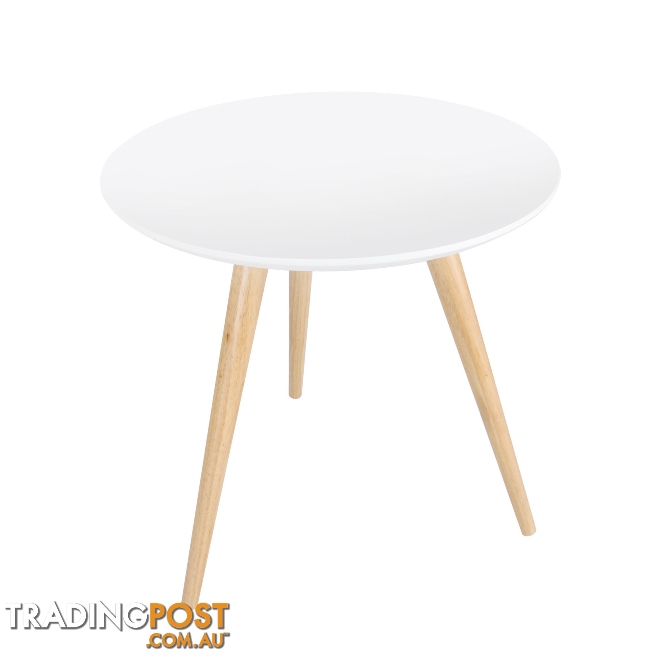 Round Bedside Coffee Table w/ Rubber Wood Legs