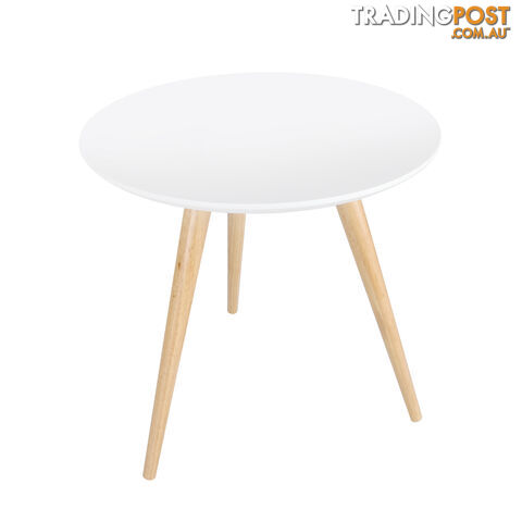 Round Bedside Coffee Table w/ Rubber Wood Legs