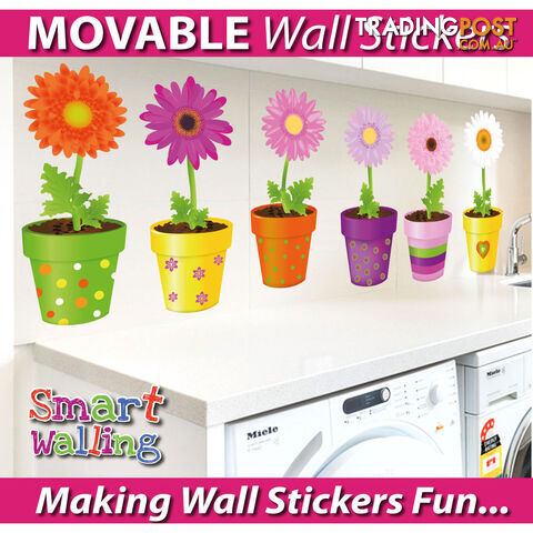 Medium Size Flower Pot Wall Stickers - Totally Movable