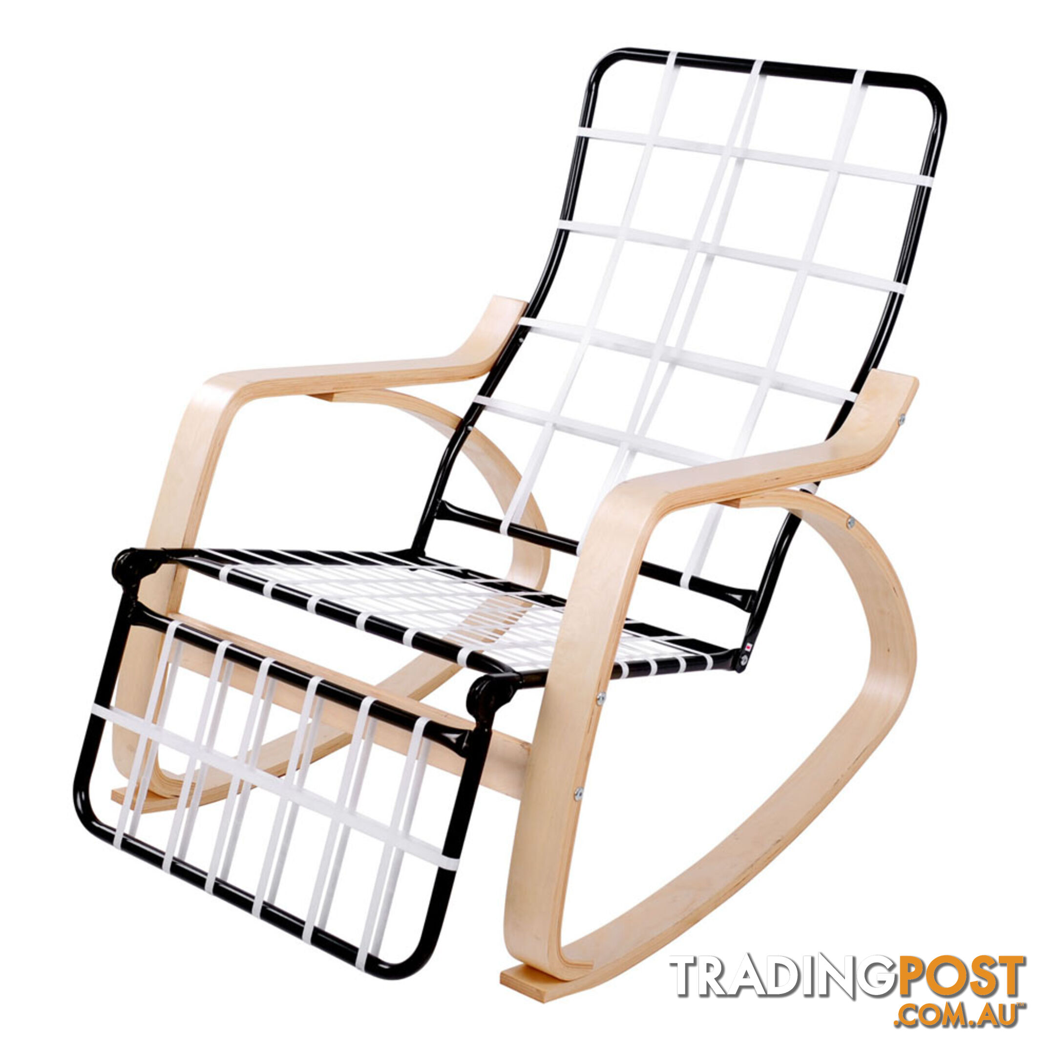 Birch Plywood Adjustable Rocking Lounge Arm Chair w/ Fabric Cushion Beige