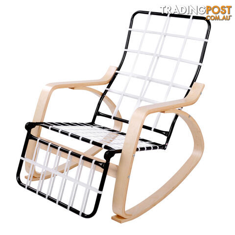 Birch Plywood Adjustable Rocking Lounge Arm Chair w/ Fabric Cushion Beige