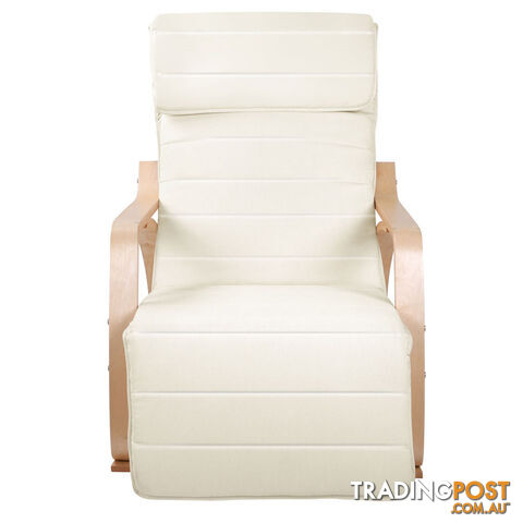 Birch Plywood Adjustable Rocking Lounge Arm Chair w/ Fabric Cushion Beige