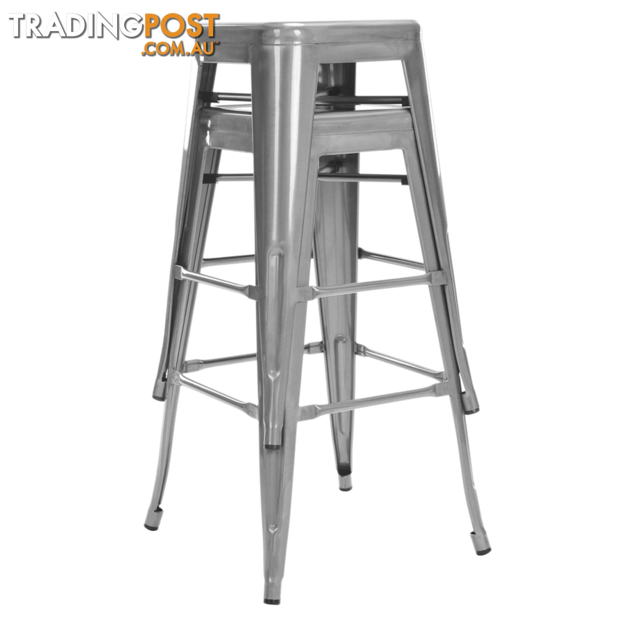 Set of 2 Steel Kitchen Bar Stool 76cm Metallic