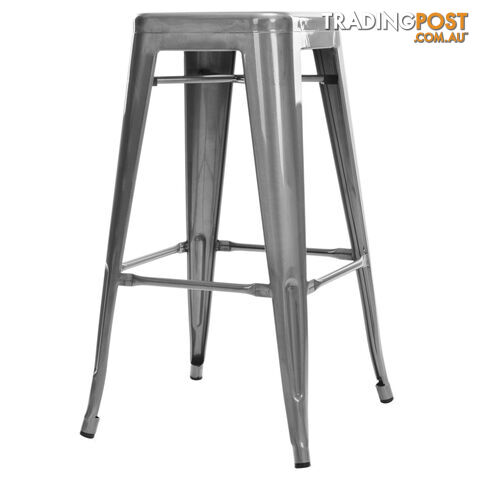 Set of 2 Steel Kitchen Bar Stool 76cm Metallic