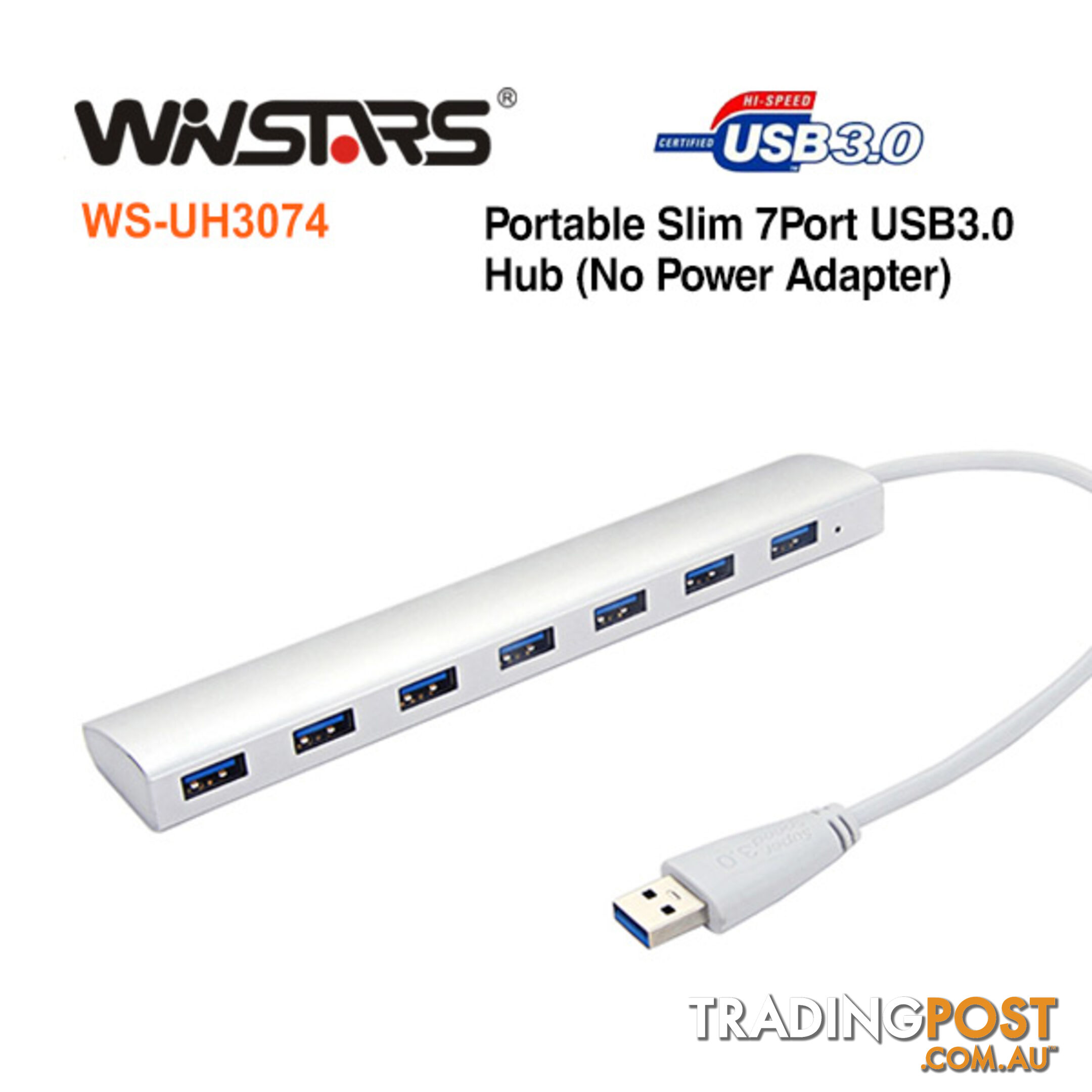 Portable slim 7-Port USB3.0 Hub (No Power)