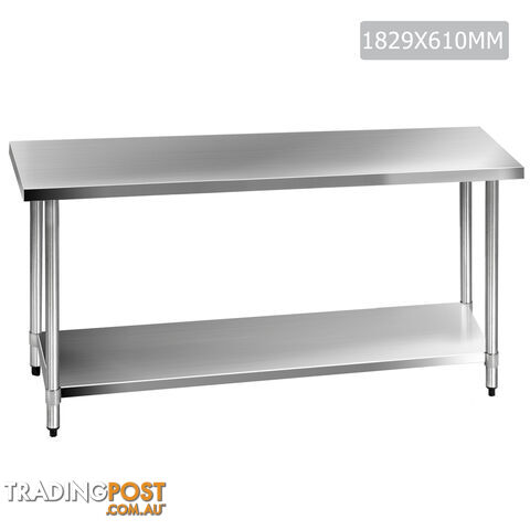 430 Stainless Steel Kitchen Work Bench Table 1829mm