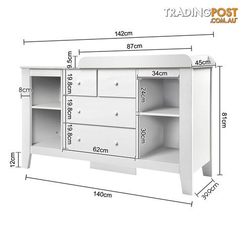 Drawer Baby Chest Change Table Dresser Cabinet White - photo 2 of 8