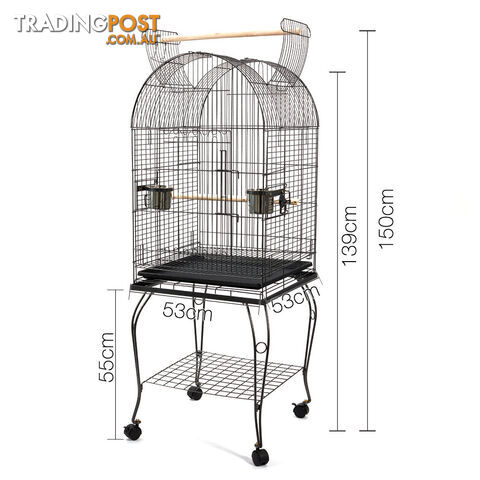 Parrot Pet Aviary Bird Cage w/ Open Roof 150cm Black