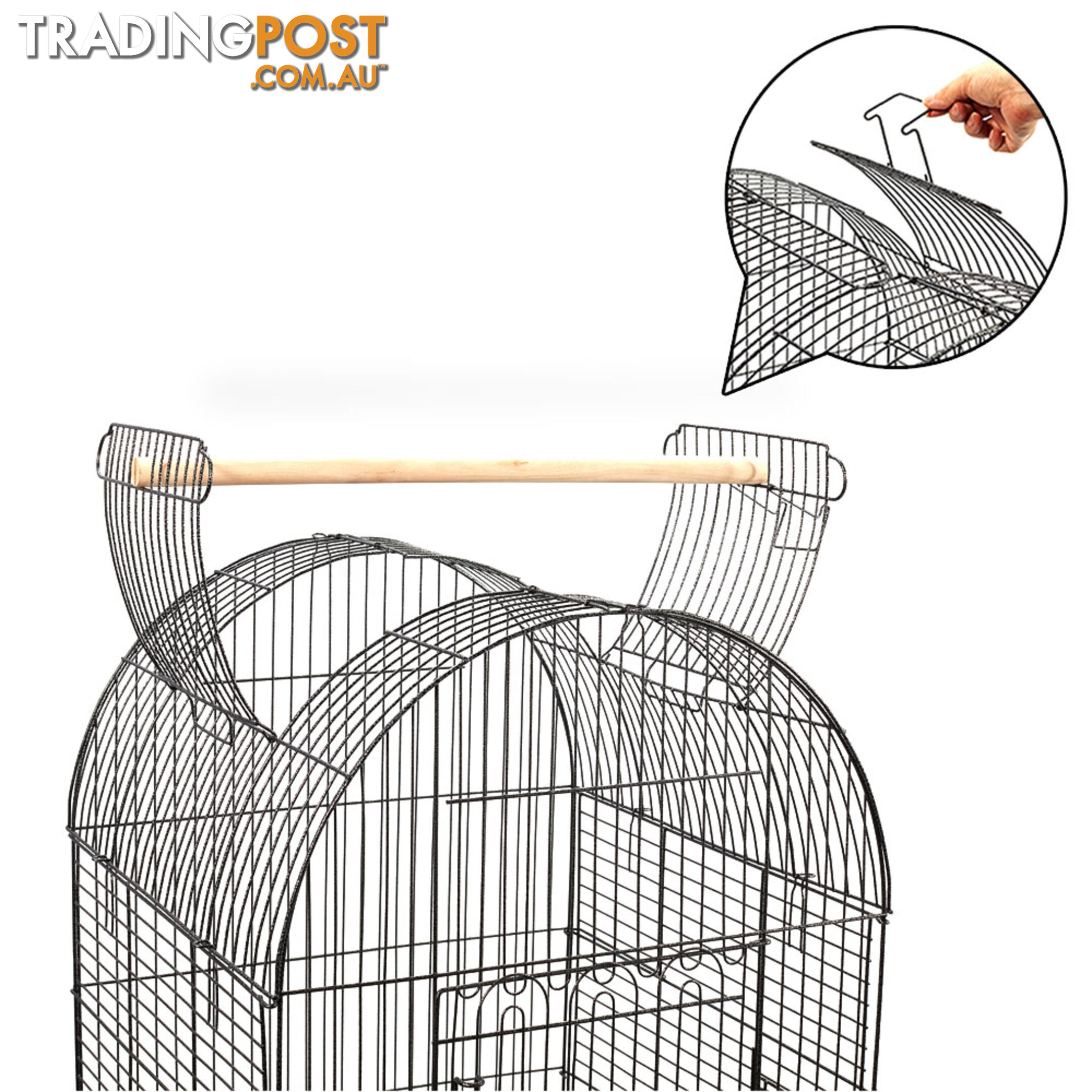 Parrot Pet Aviary Bird Cage w/ Open Roof 150cm Black