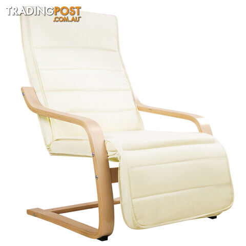 Birch Bentwood Adjustable Lounge Arm Chair w/ Fabric Cushion Beige