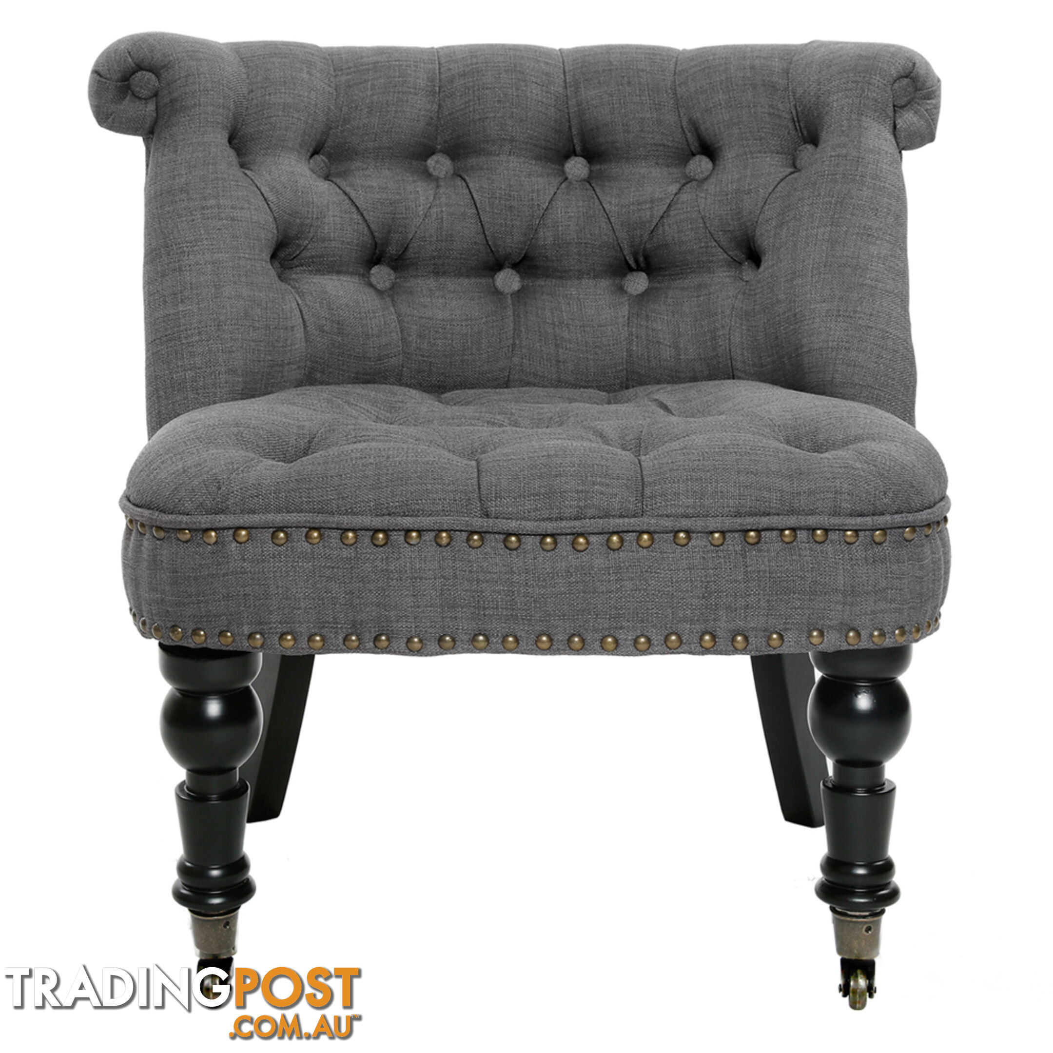 Lorraine Chair French Provincial Linen Fabric Sofa Misty Grey