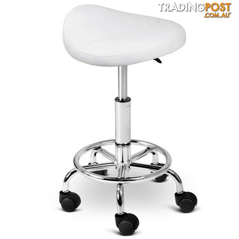 Saddle PU Swivel Salon Stool White