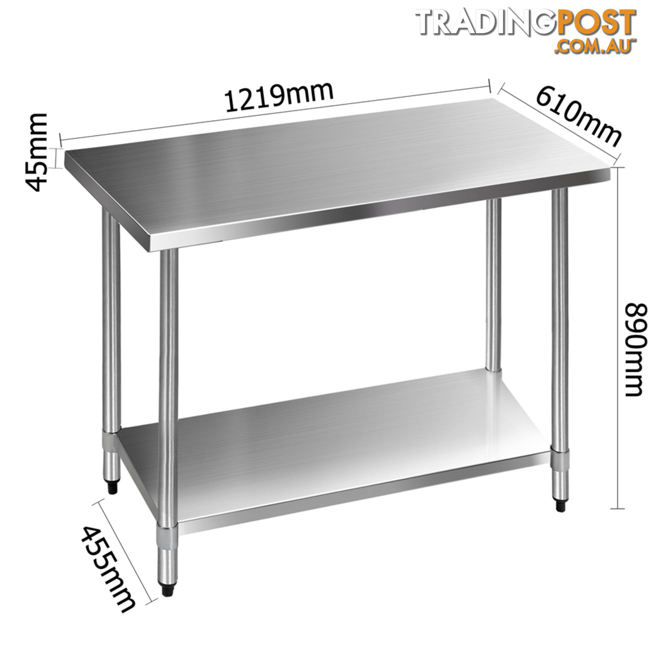 430 Stainless Steel Kitchen Work Bench Table 1219mm