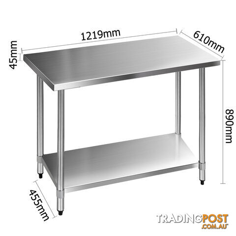 430 Stainless Steel Kitchen Work Bench Table 1219mm