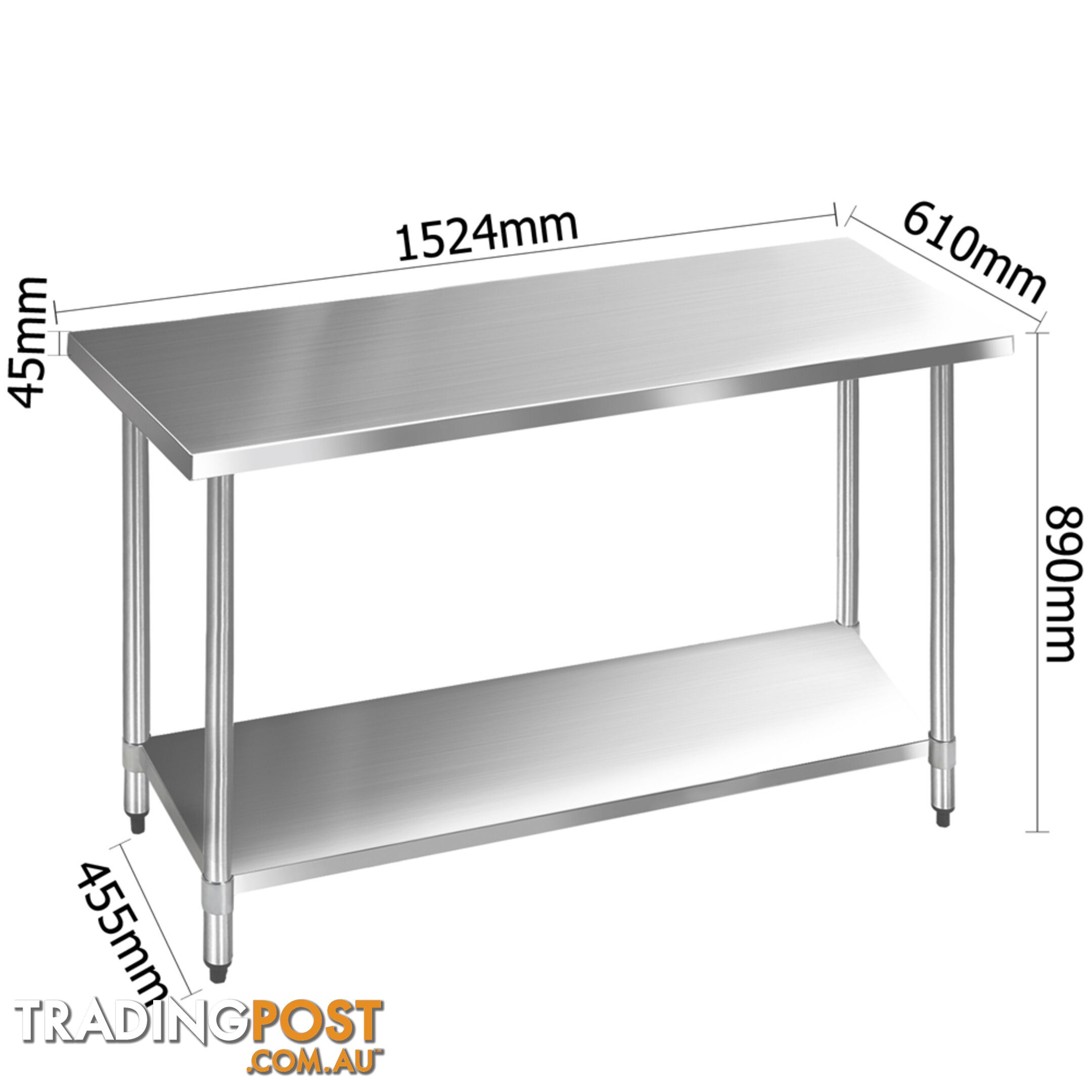 304 Stainless Steel Kitchen Work Bench Table 1524mm