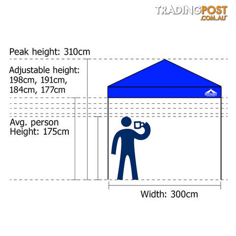 3m x 3m Pop-up Garden Outdoor Gazebo Blue - photo 2 of 8
