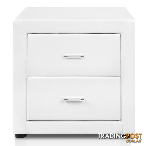 Deluxe PU Leather 2 Drawers Cabinet White - photo 3 of 9