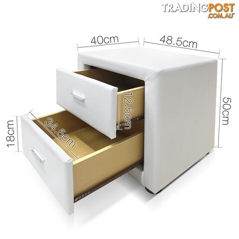 Deluxe PU Leather 2 Drawers Cabinet White - photo 2 of 9