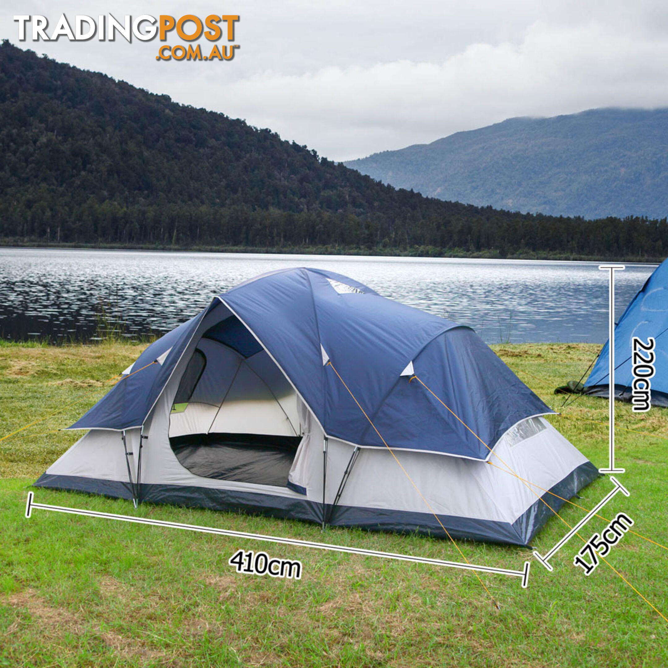 6 Person Family Camping Tent Navy Grey