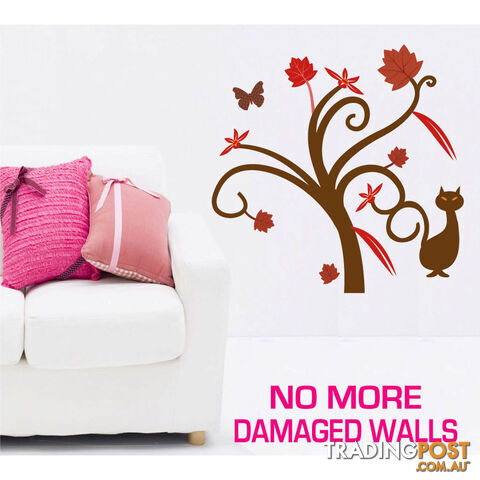 Extra Large Size Gorgeous Tree and Cat Wall Stickers - Totally Movable