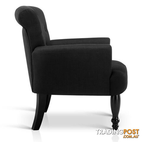 Wing Armchair French Provincial Linen Fabric Black - photo 5 of 13