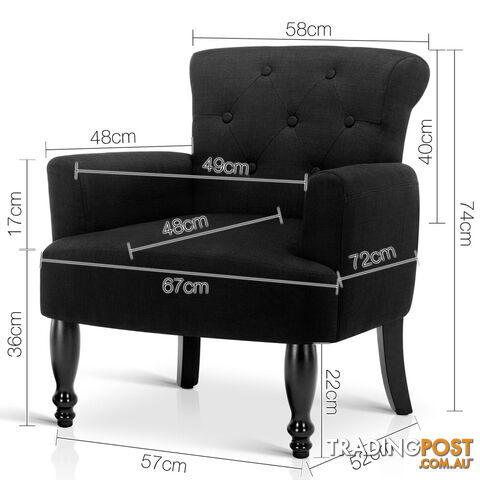 Wing Armchair French Provincial Linen Fabric Black - photo 2 of 13