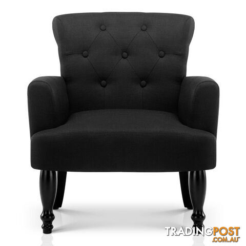 Wing Armchair French Provincial Linen Fabric Black - photo 4 of 13