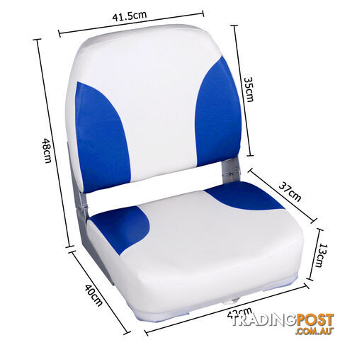 Set of 2 Swivel Folding Marine Boat Seats White Blue - photo 2 of 11
