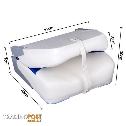 Set of 2 Swivel Folding Marine Boat Seats White Blue - photo 3 of 11