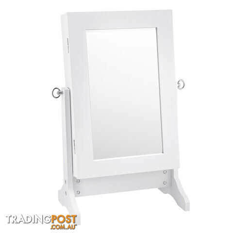 Table top Jewellery Cabinet w/ Mirror White