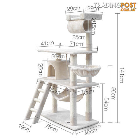 Cat Scratching Post  Tree House Condo 141cm Beige